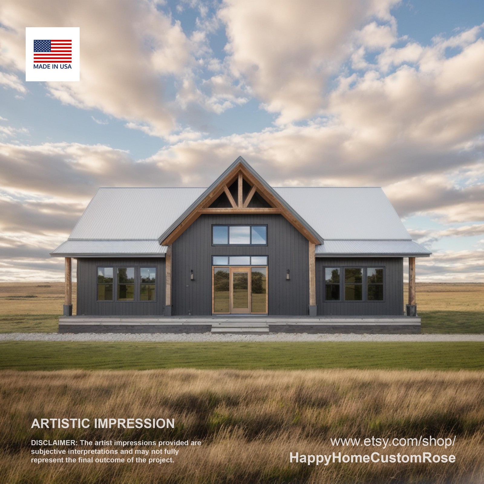 Bold Birch Barndominium Modern House Open Plan Design 54 x 36 – 3 Bed 2 Bath – D