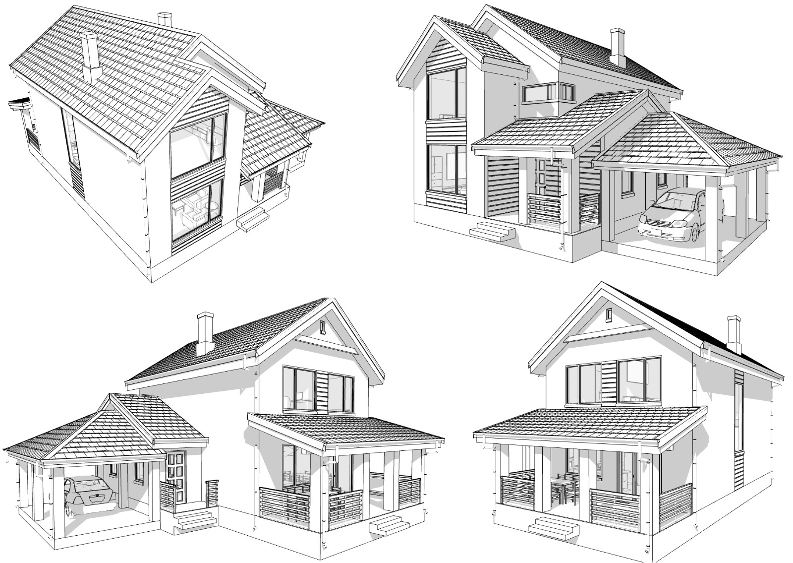 40’x45’ 3 Bed, 3 Bath Modern Cottage Architectural Build Plans PDF Download.