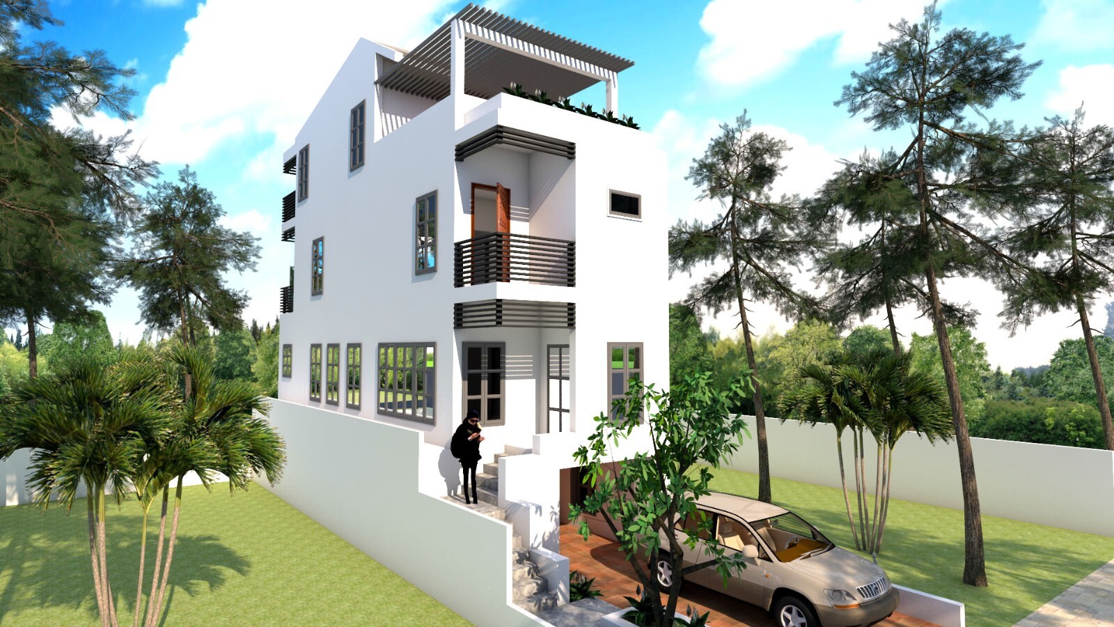 14×45 Feet Small House 4.2×14 Meter 4 Bed 5 Baths Shed Roof PDF (A4 Hard Copy)
