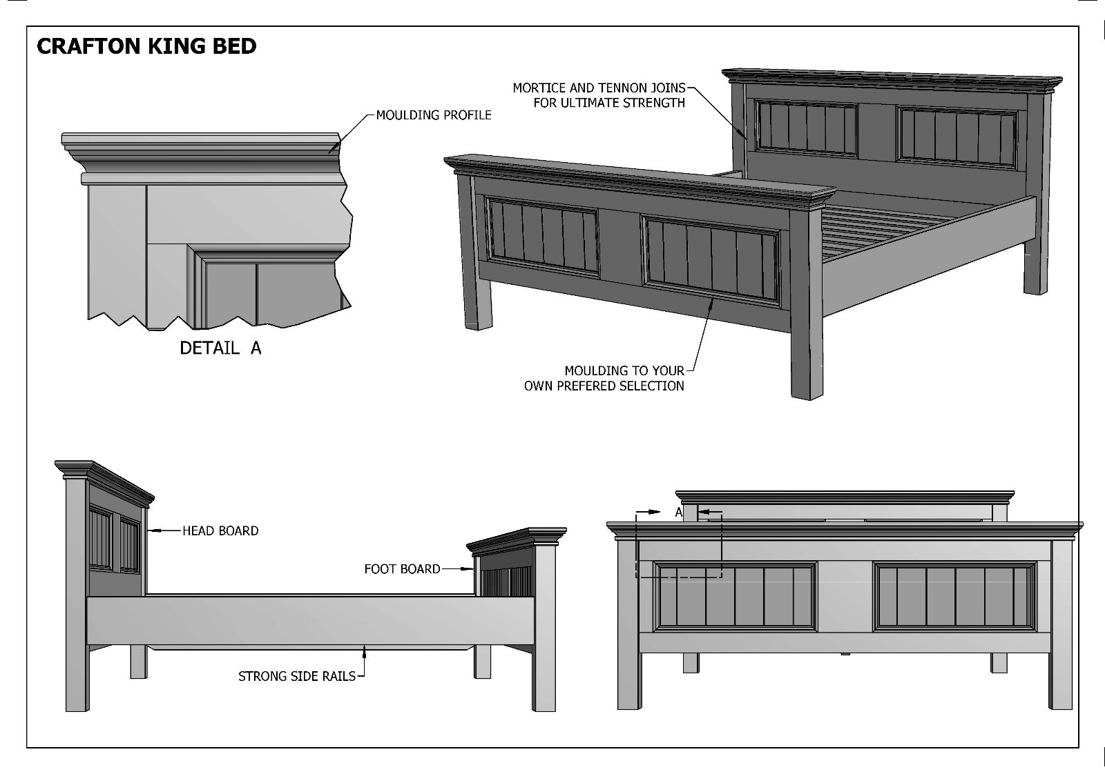 BUILDING PLANS FOR CRAFTON KING SIZE TIMBER BED – MAKE YOUR OWN & SAVE $$$