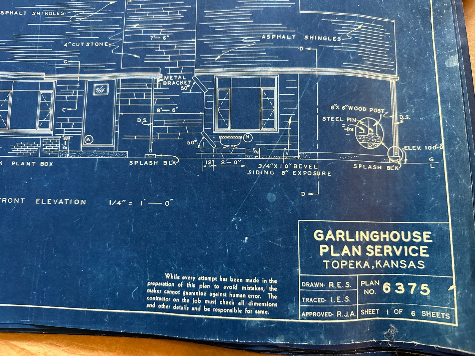 1955 Garlinghouse Plan Service #6375 6 Pgs. Blueprints Modern MidCentury Home