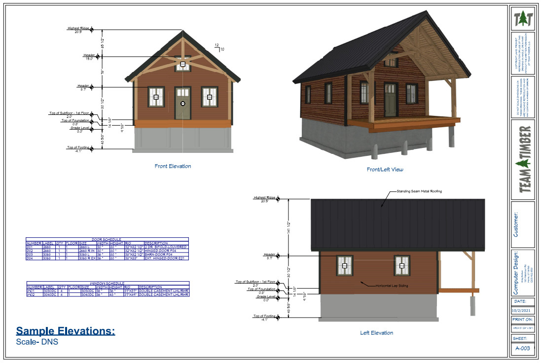 20′ x 24′ River Bend Cabin Timber Frame Plan Set