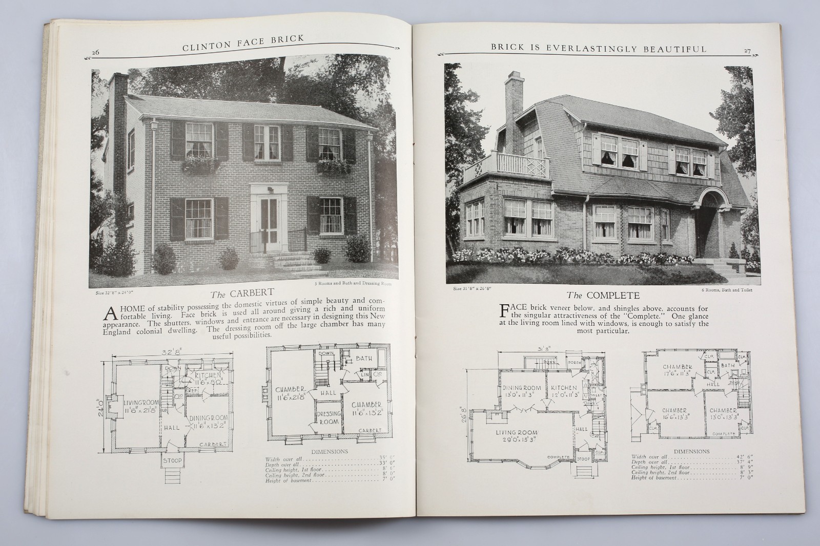Vintage Beauty in Brick Home House Plans Catalog circa 1920s Clinton Face Brick