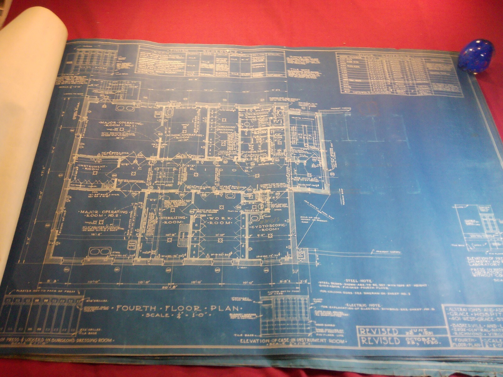 JULY 1930 Baskervill & Lambert Architects Blueprints, Grace Hospital Richmond VA