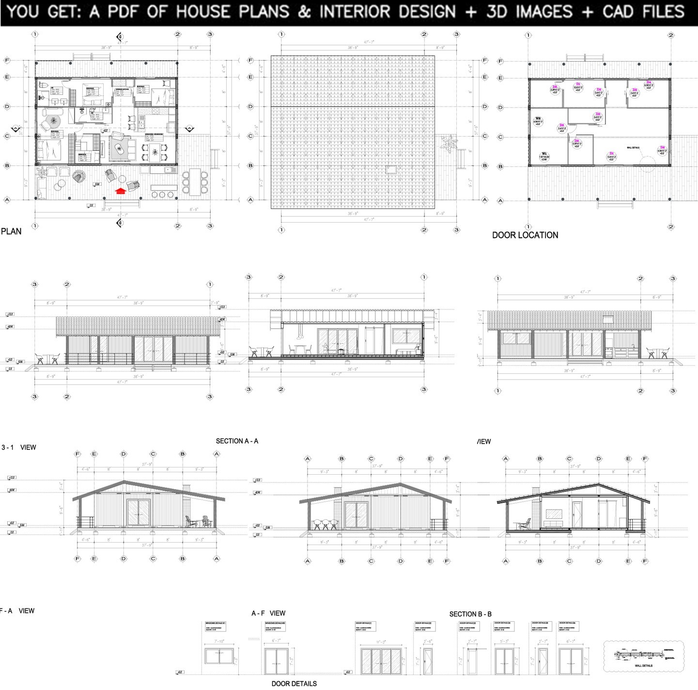 Container house plans -4 bedrooms – 2 bathrooms – Digital PDF File