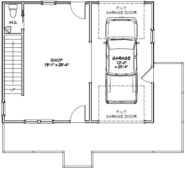 30×24 House — 1 Bedroom 1.5 Bath — 1,062 sq ft — PDF Floor Plan — Model 8