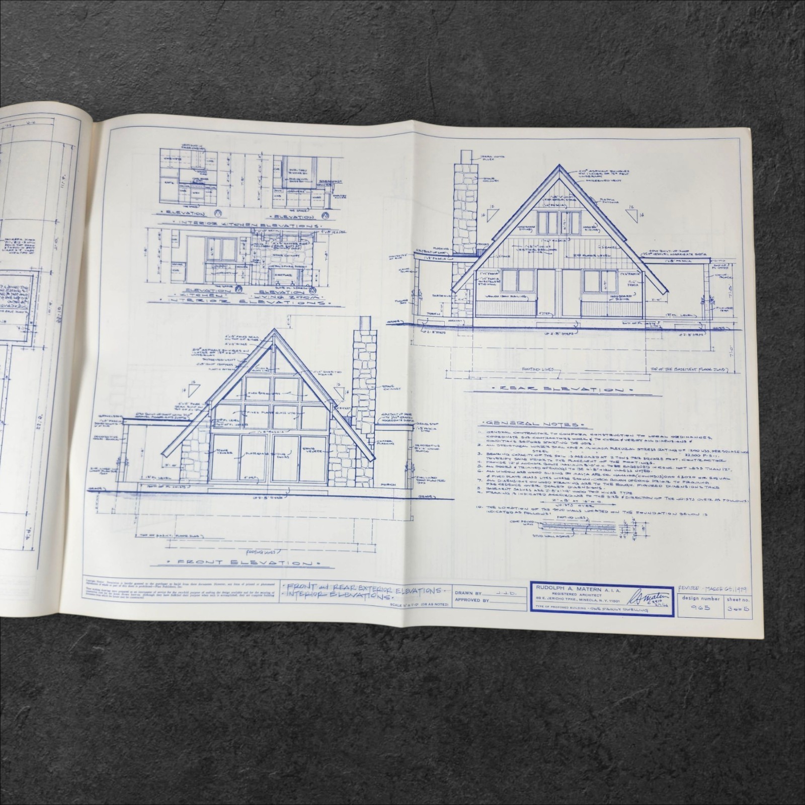 Vintage 1979 House Blueprints Rudolph Matern Design 965 Architectural Plans