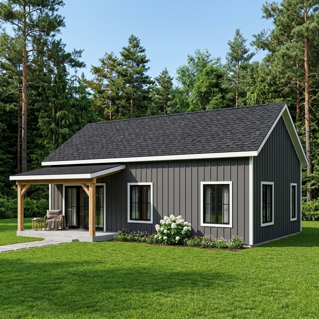 Cozy 2 Bedroom Cabin Plan with Covered Porch-20’x40′ Cottage Blueprints