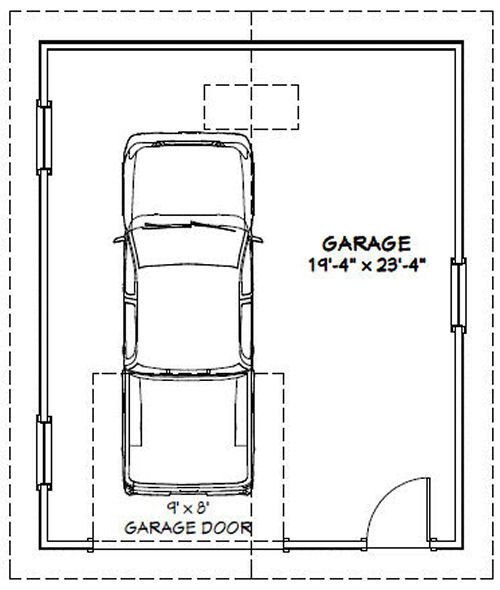 20×24 1-Car Garage — 480 sq ft — PDF Floor Plan — Model 3