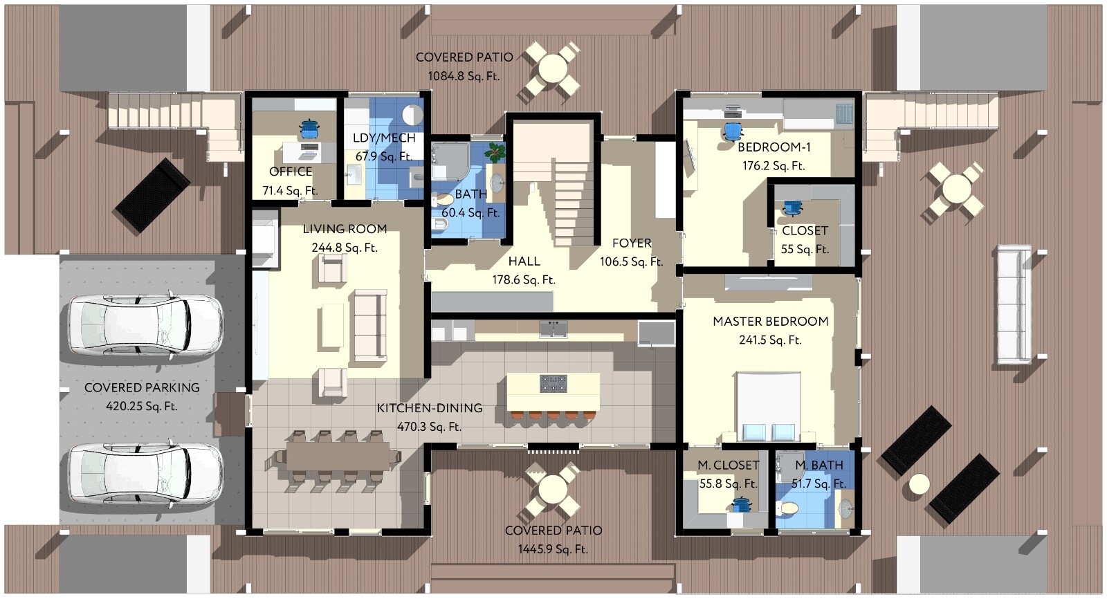 100’x54’ 4-Beds 4-Baths Charming A-Frame Architectural Build Plans PDF Download