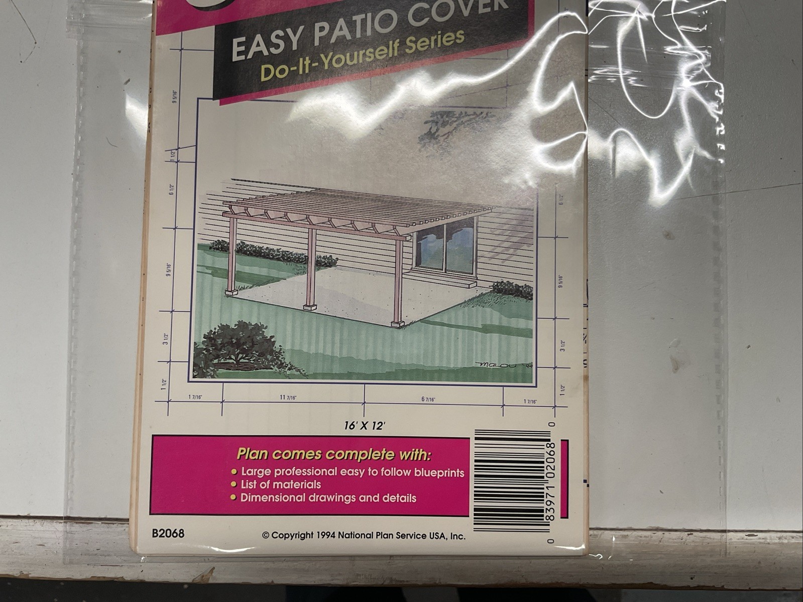 Ucando Easy Patio Cover Plans B2068 New In Re-Package With Material List