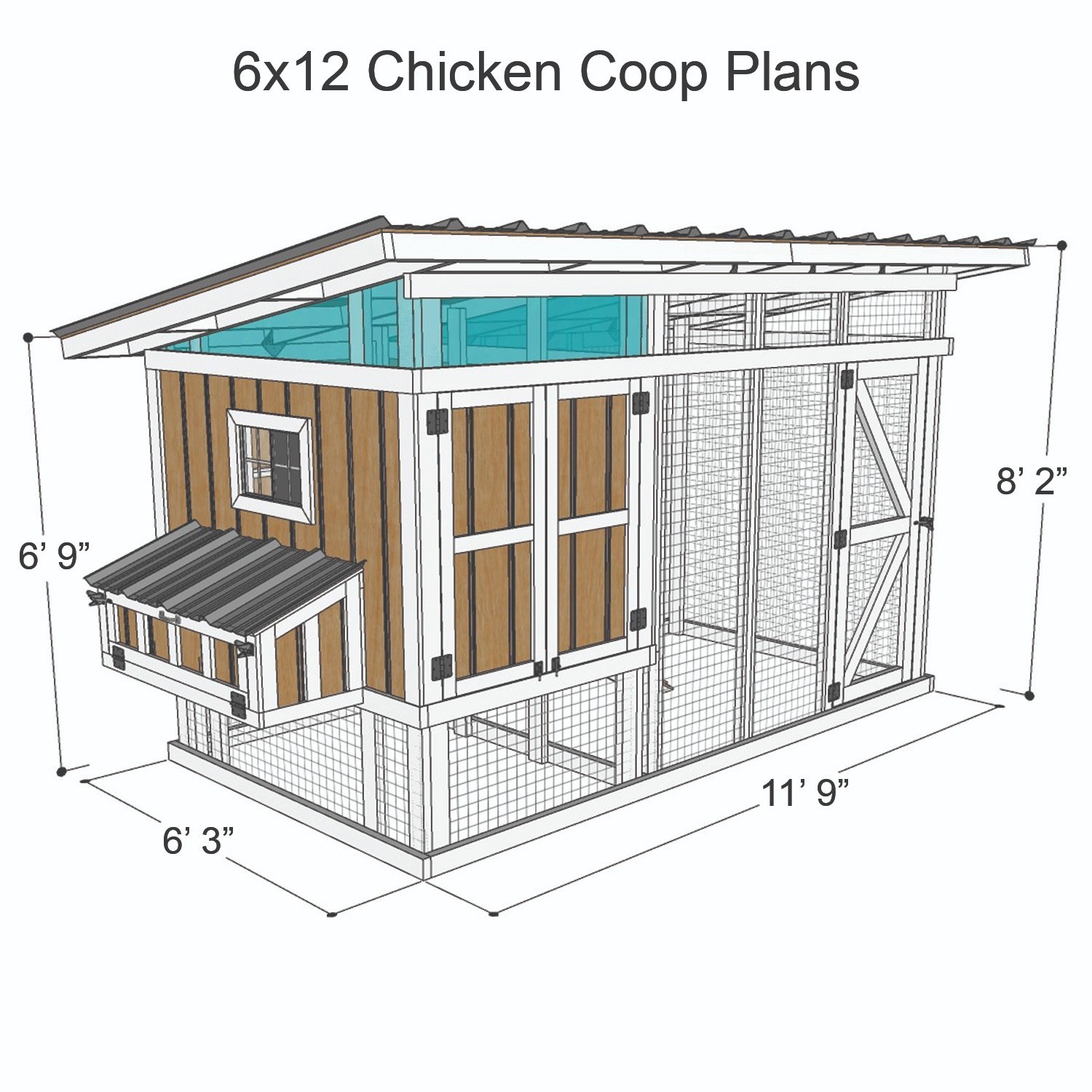 6×12 Chicken coop plans – Digital Download – No physical item will be sent