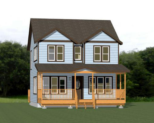 24×24 House — 3 Bedroom — 1.5 Bath 1,106 sq ft — PDF Floor Plan — Model 5E