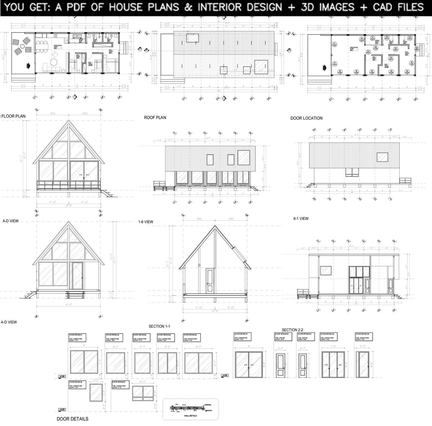 Container house plans – 3 bedrooms – 2 bathrooms – Digital PDF File