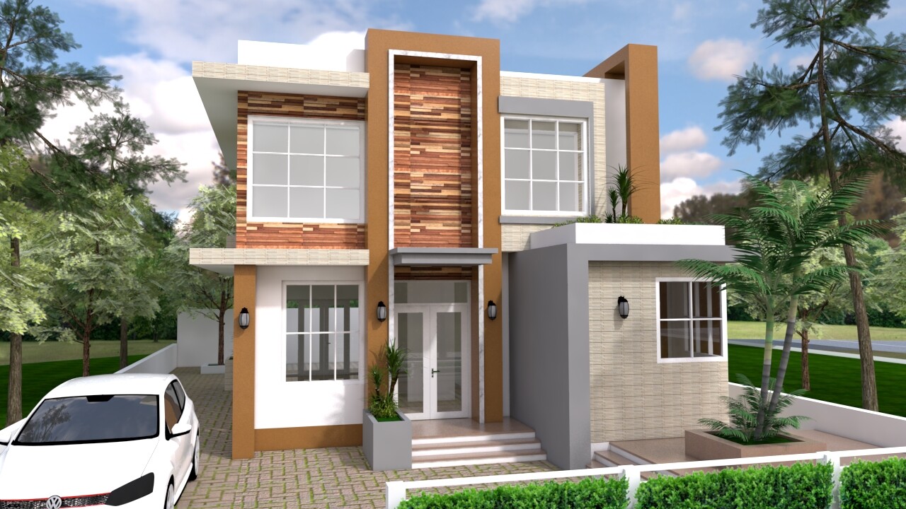 House Design Plan 9×9 Meter 30×30 Feet 3 Beds 4 Baths Slap Roof (A4 Hard Copy)