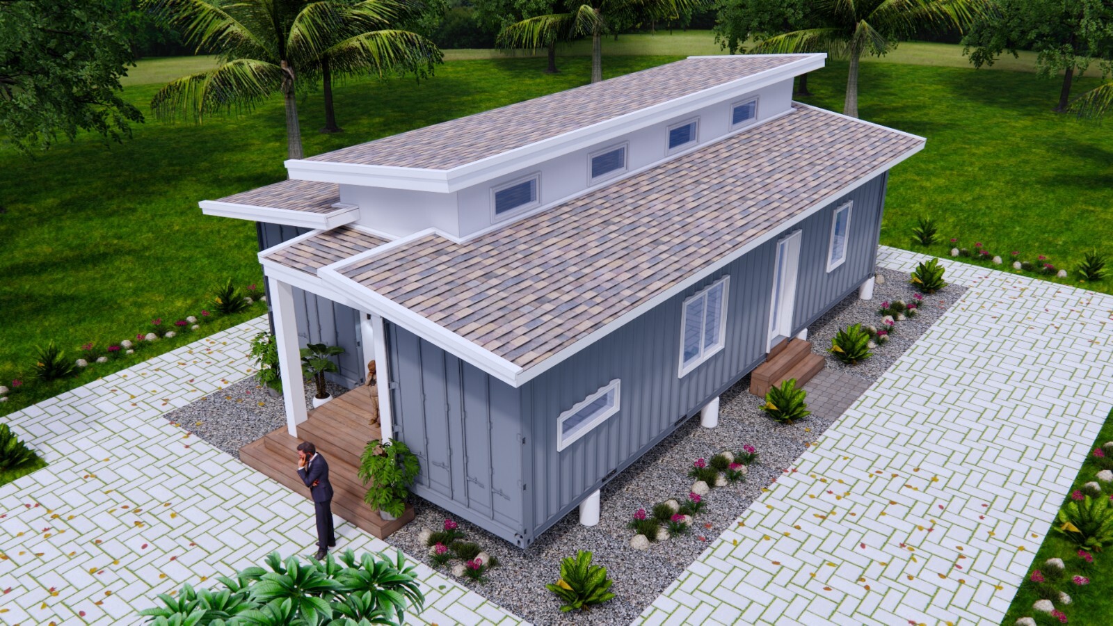 3 High Cub Container 24×40 Feet 2 Beds 1 Bath Shed Roof PDF (A4 Hard Copy)