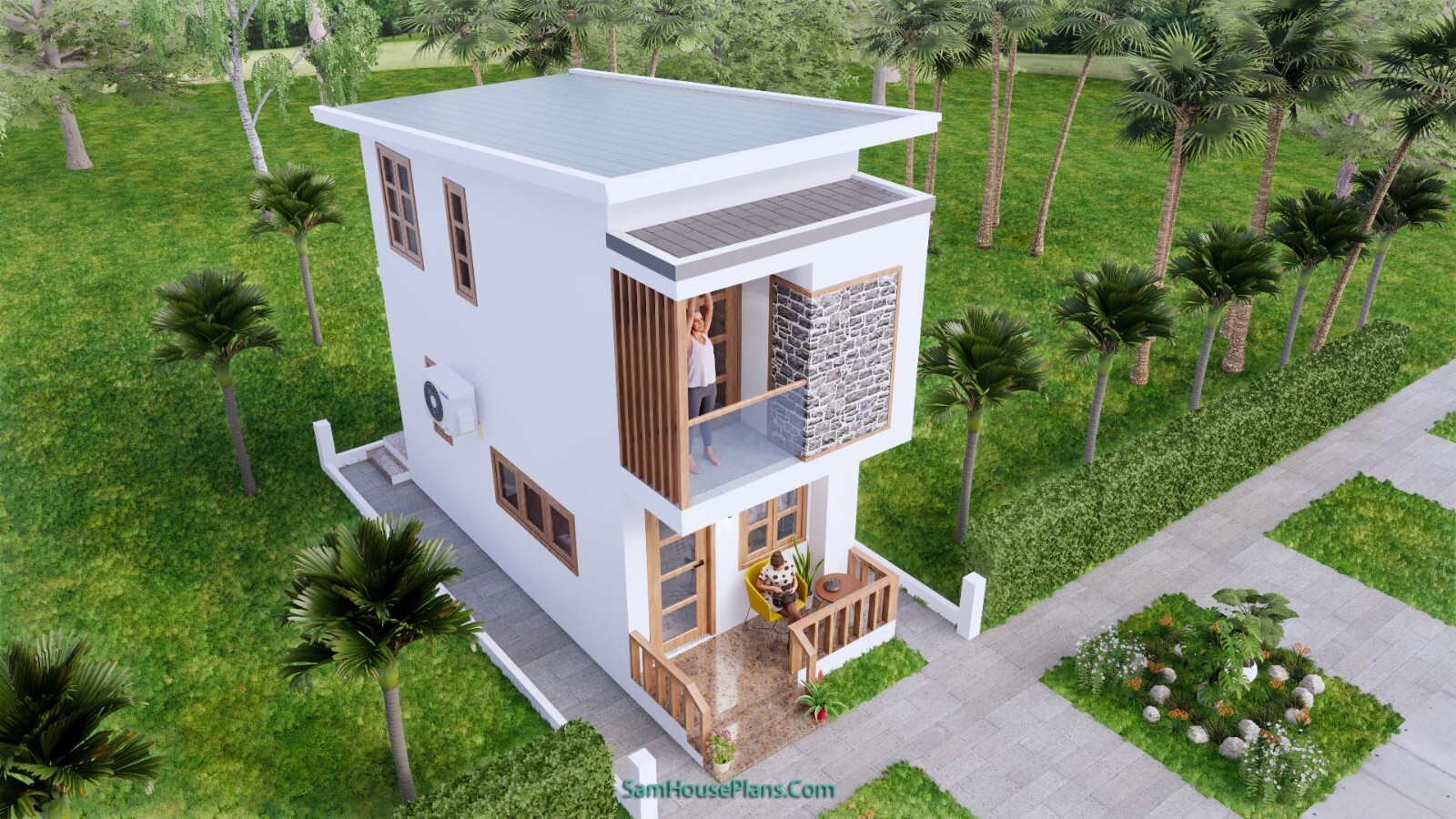 10×20 Feet Small House 3×6 Meter 1 Bed 2 Baths Shed Roof PDF Plan (A4 Hard Copy)
