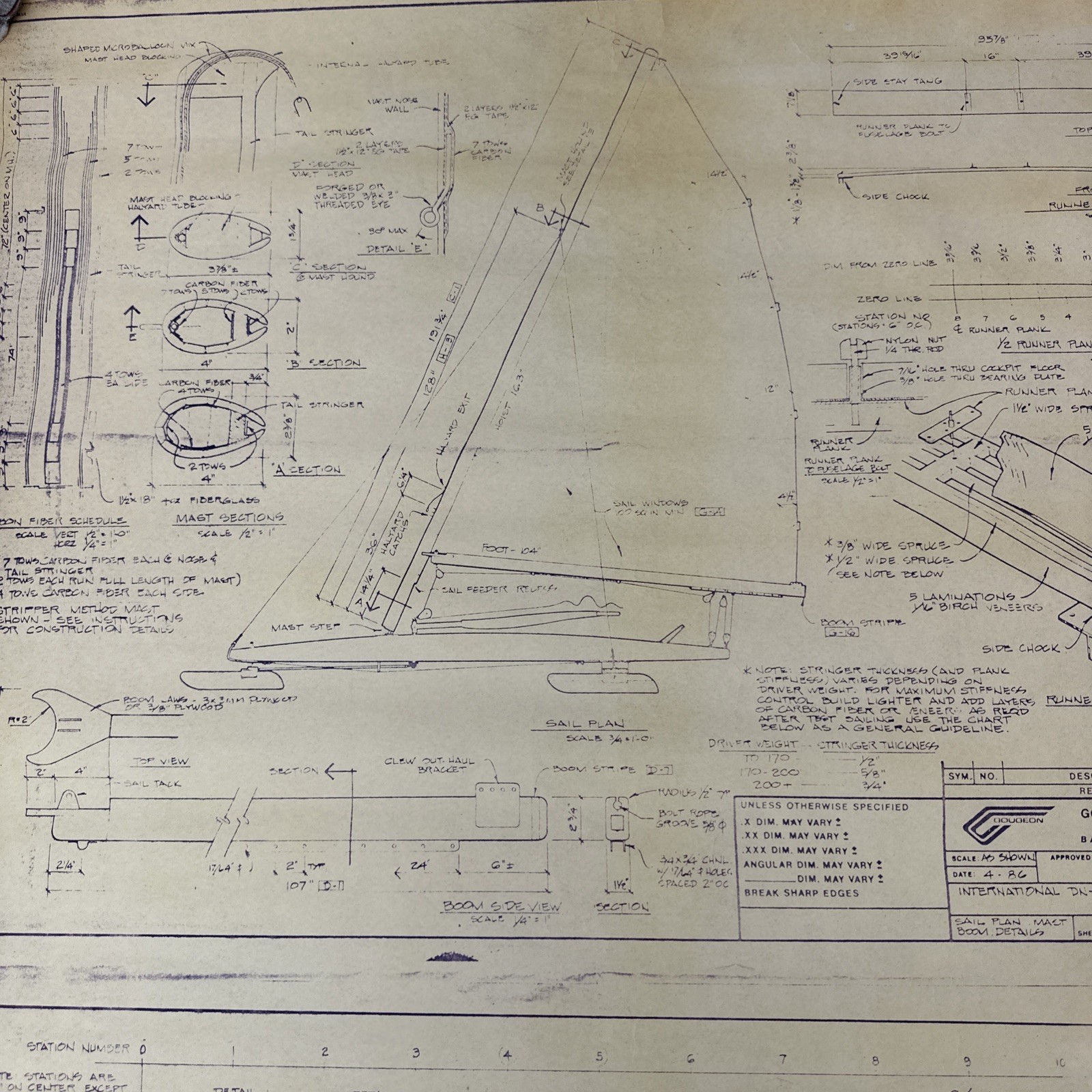 Vintage Blueprint International DN-60 Iceboat Gougeon Brothers Bay City Michigan