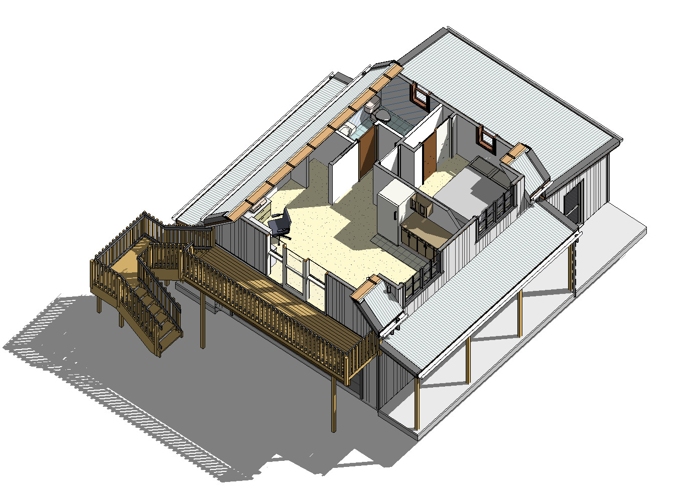 (ADU) Garage loft Apartment 1BR/ 1BATH/kitchen full PDF dwg set + CAD download