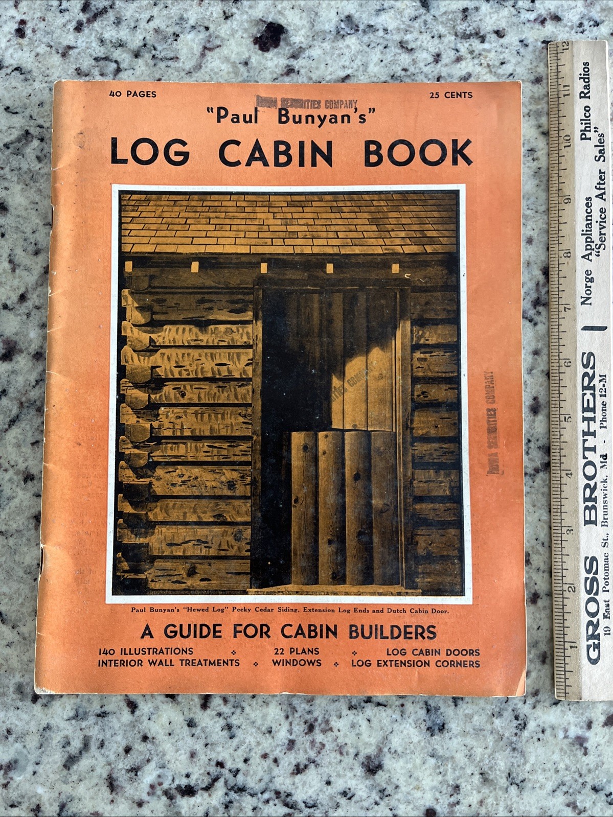 Vintage 1937 Paul Bunyan Log Cabin Plan Guide Cinder Cone Dance Hall Standish CA