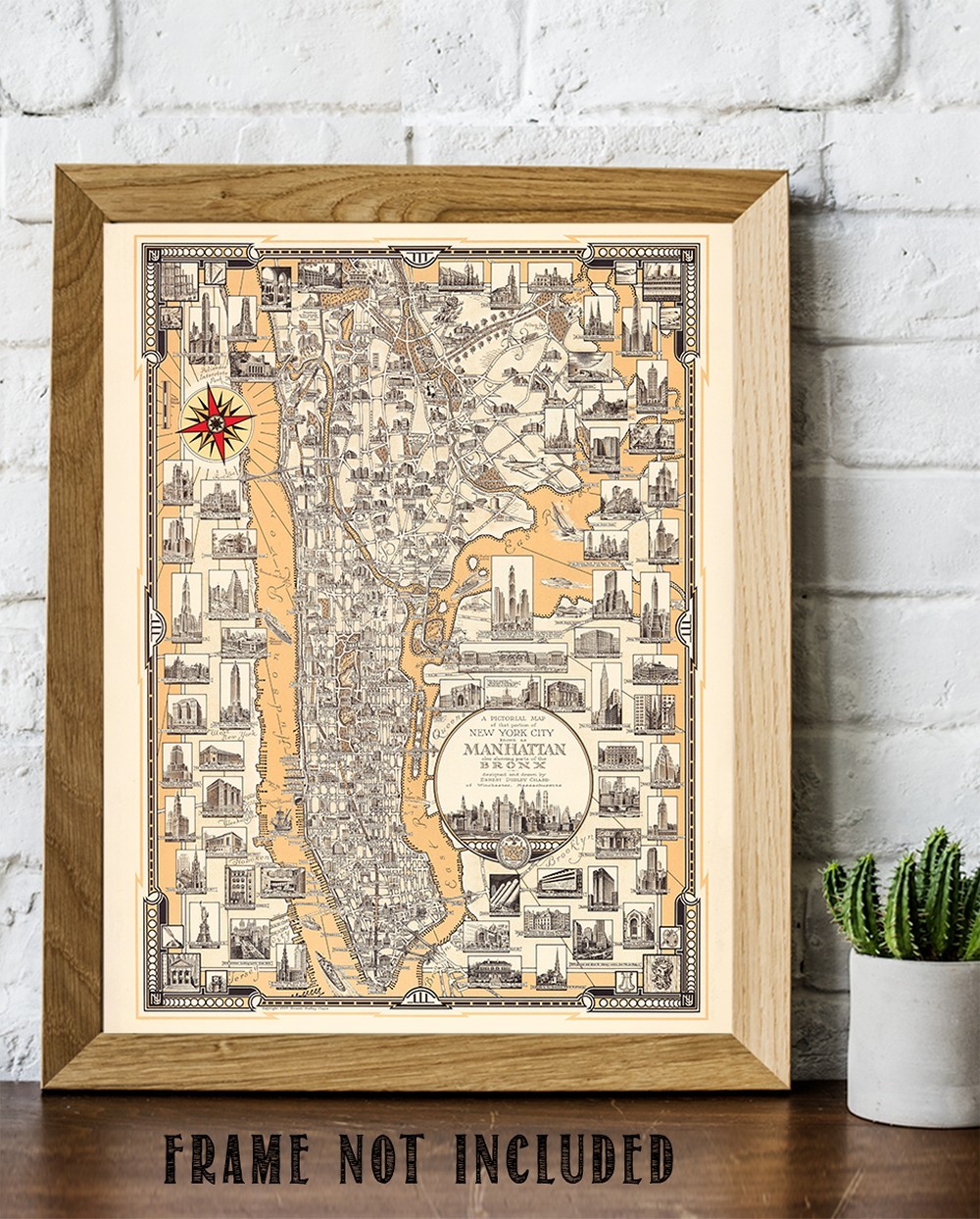 1939 Pictorial Map of Manhattan New York City Art Deco Print