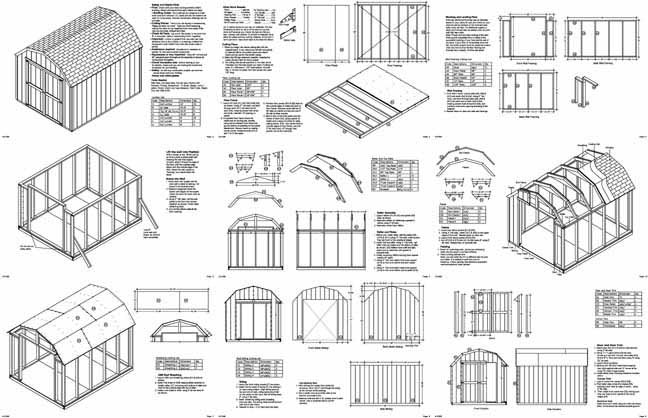 10 x 8 Gambrel Roof / Barn Shed Building Plans, Material List Included #31008