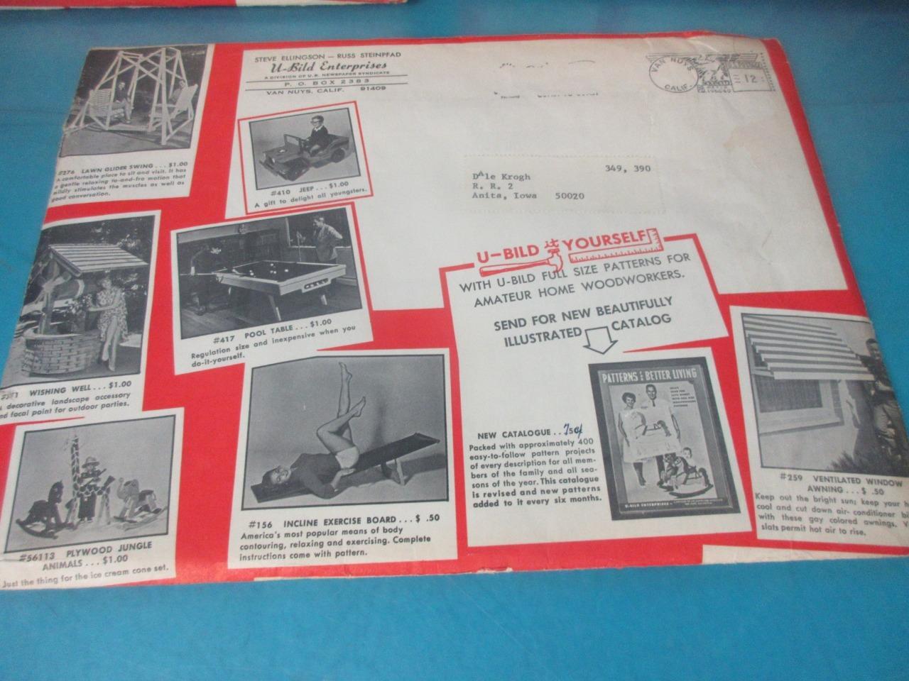 LOT OF 5 VINTAGE U-BILD ENTERPRISES BUILDING PLANS WOODWORK 349 337 390 334 383