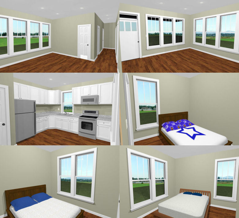 28×36 House — 3 Bedroom 1 Bath — 1,008 sq ft — PDF Floor Plan — Model 1H