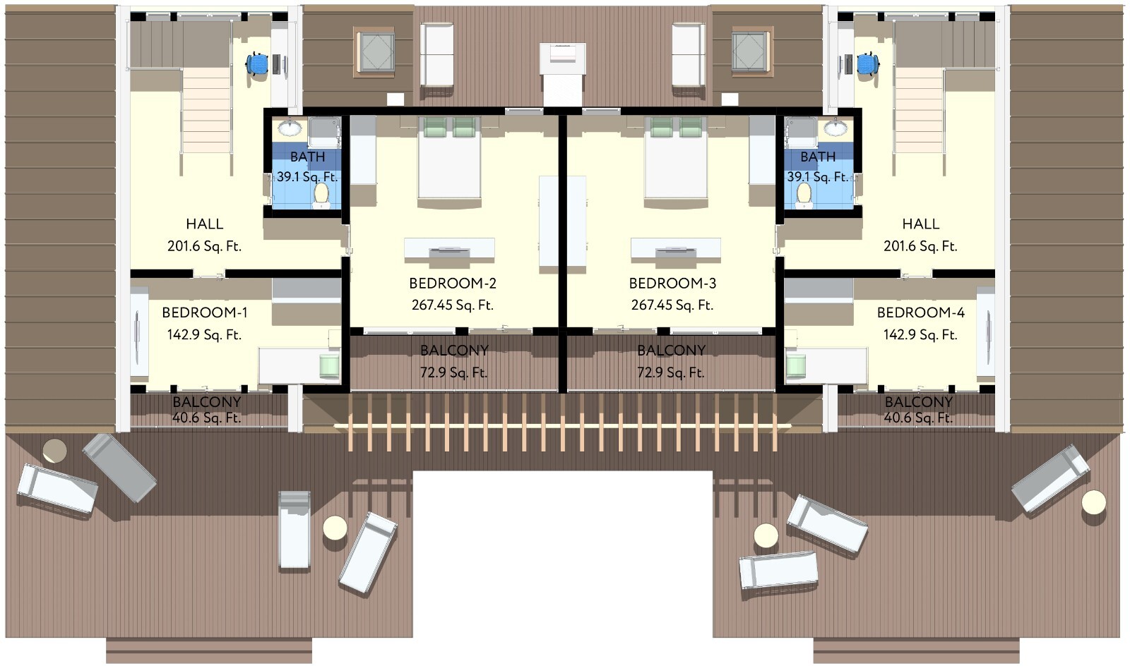 86’x49’ 4 Beds, 4 Baths Double A-Frame House Architecture Plans PDF Download.