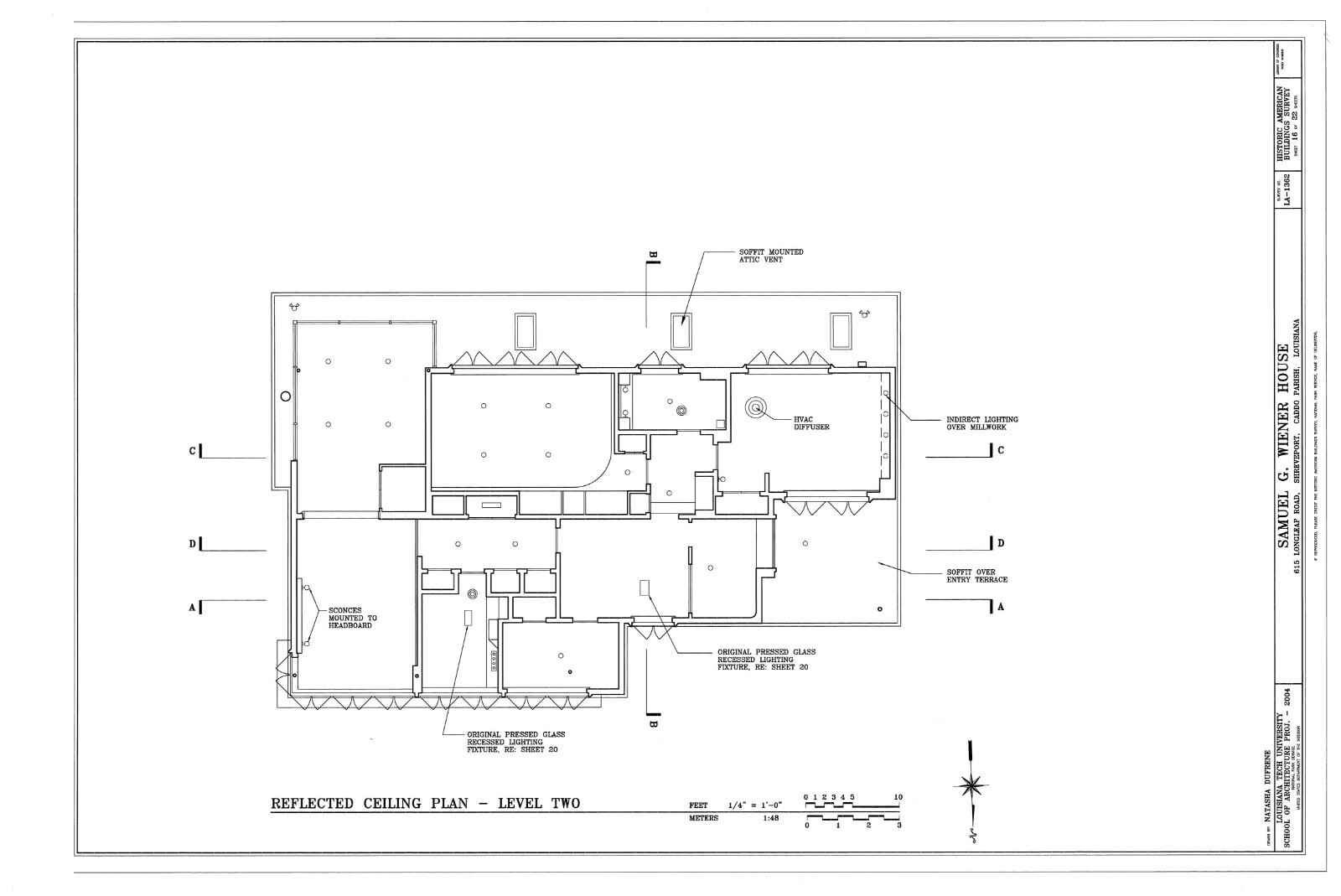 Mid-Century Modern home, stucco brick glass block, architectural PRINTED plans