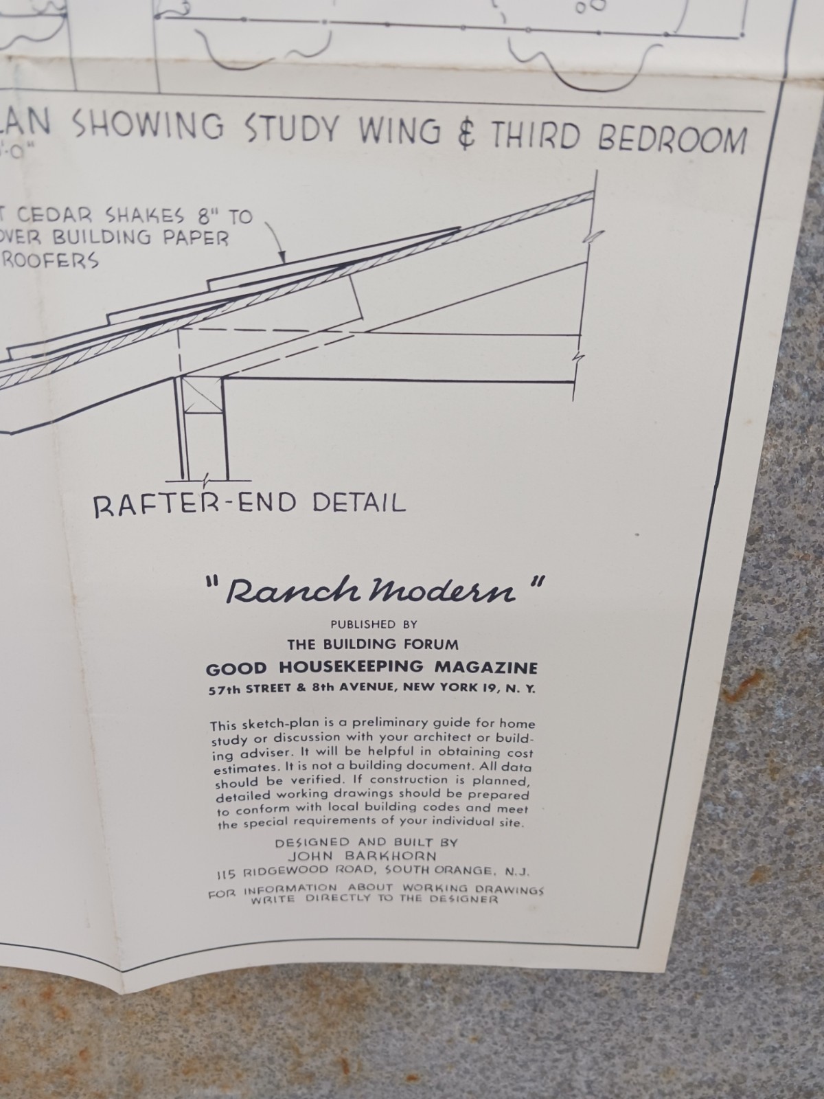 VTG 1950s Ranch Modern U Shape MCM Good Housekeeping House Floor Plan Barkhorn