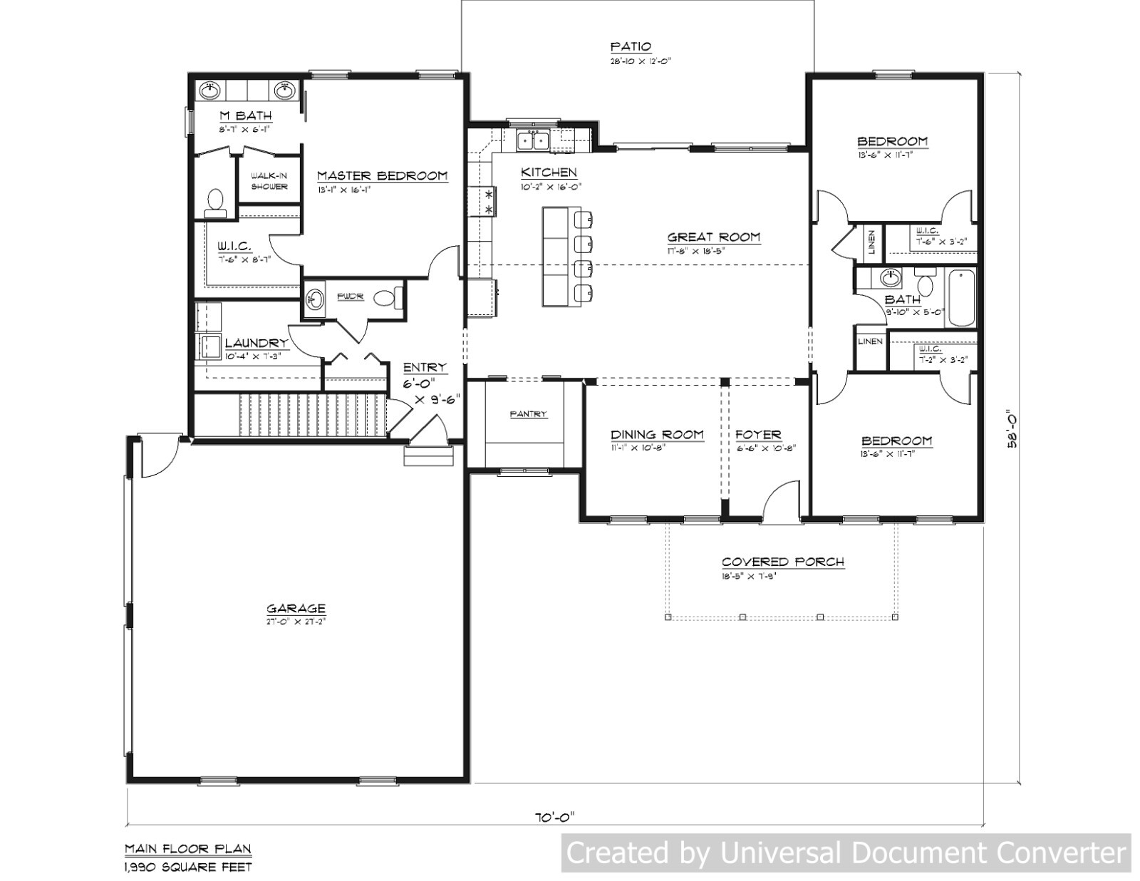 Full Set of single story 3 bedroom house plans 1,990 sq ft
