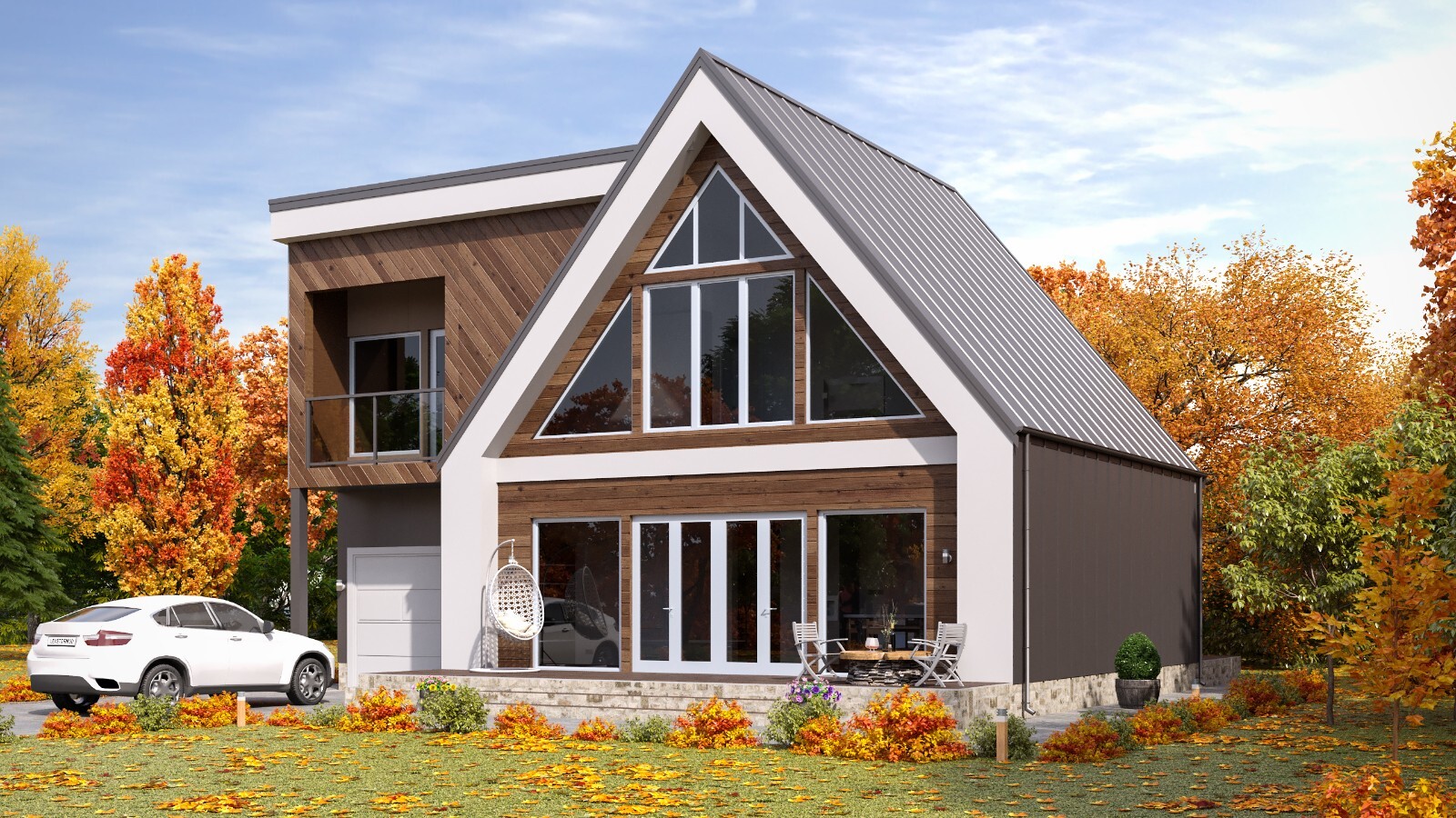 43’x29’ Cozy A-Frame Cabin, 3-Beds, 4 Baths, Garage, 1775SF PDF Download