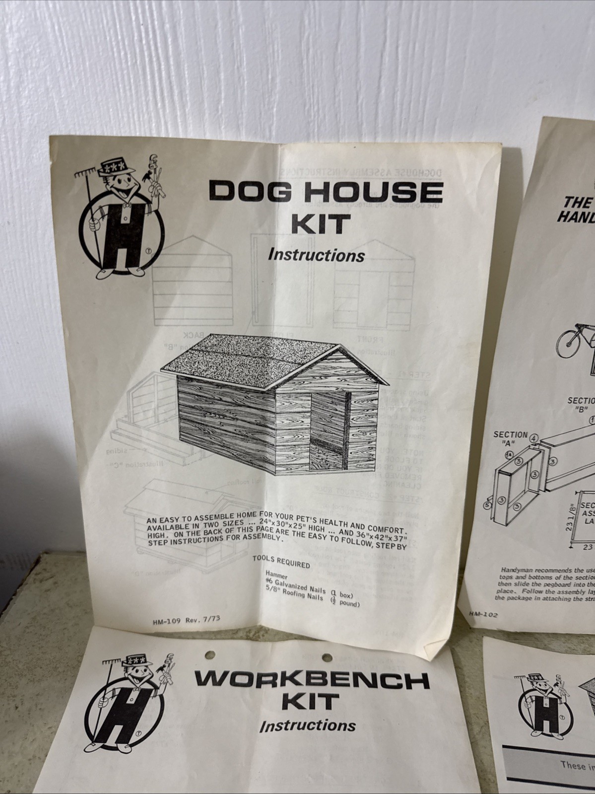 Vintage Handyman Kits Lot Of 4 Dog House Workbench Garage Tool