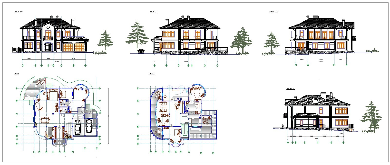 Dream Home Blueprint 2-Story Dwelling with Elevations – Architectural Plans DWG