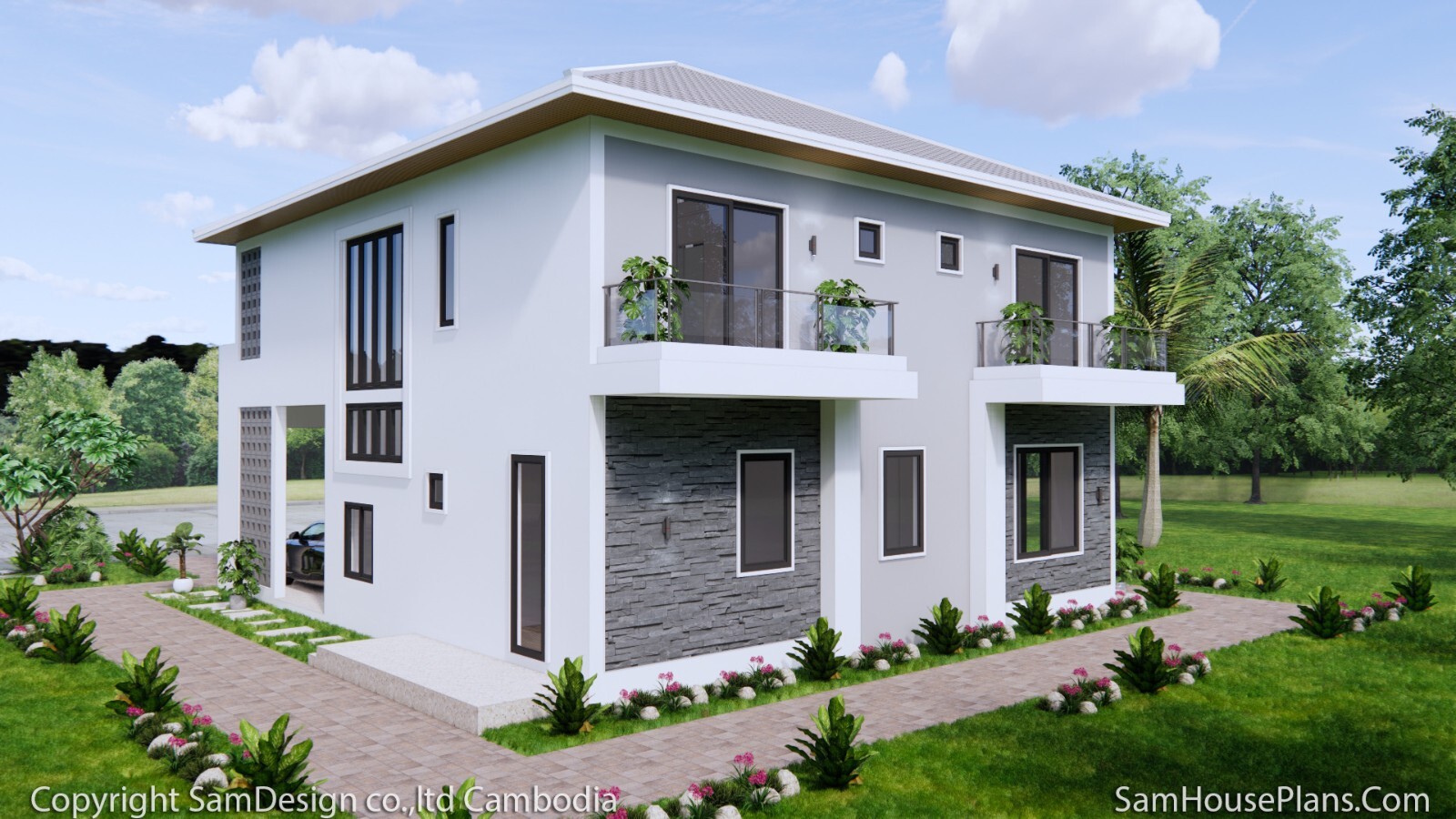 36×40 Feet House Design Plans 11×12 Meter 4 Beds 5 Baths Hip Roof (A4 Hard Copy)