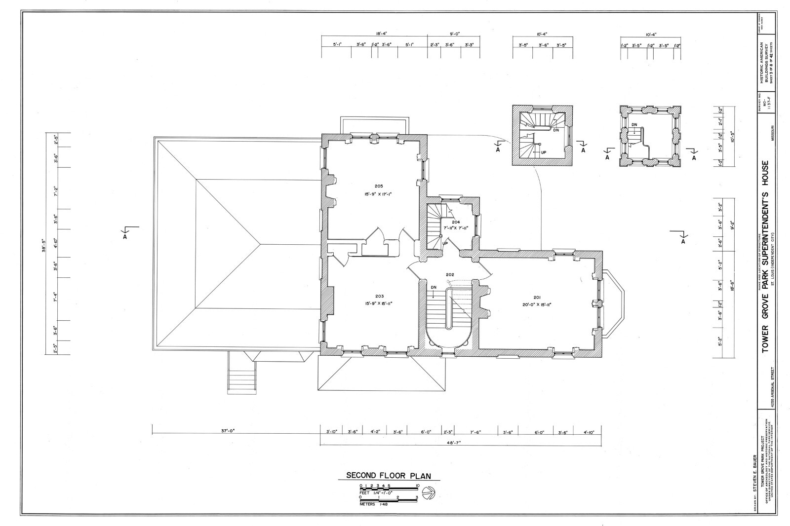 Italianate Victorian house, tower, porches, printed architectural drawings
