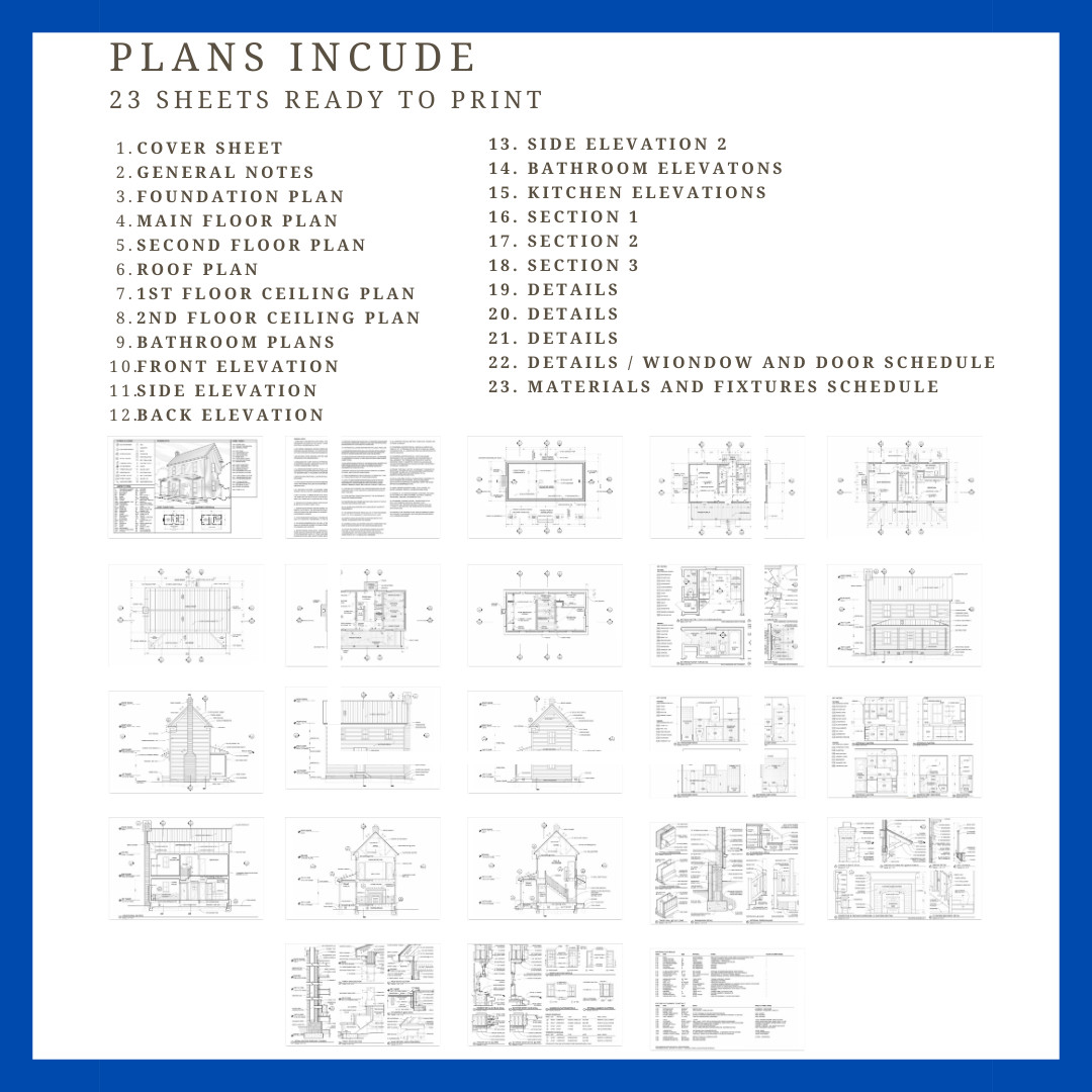 Two-Story 2-Bedroom Home Building Plans | 32’x16′ | 1024sqft | DIY Blueprint