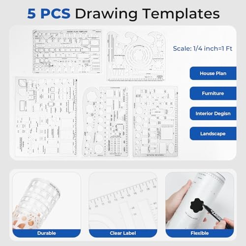 30PCS Professional Drafting Tools & Geometry Set with Case, Architect 30 PCS