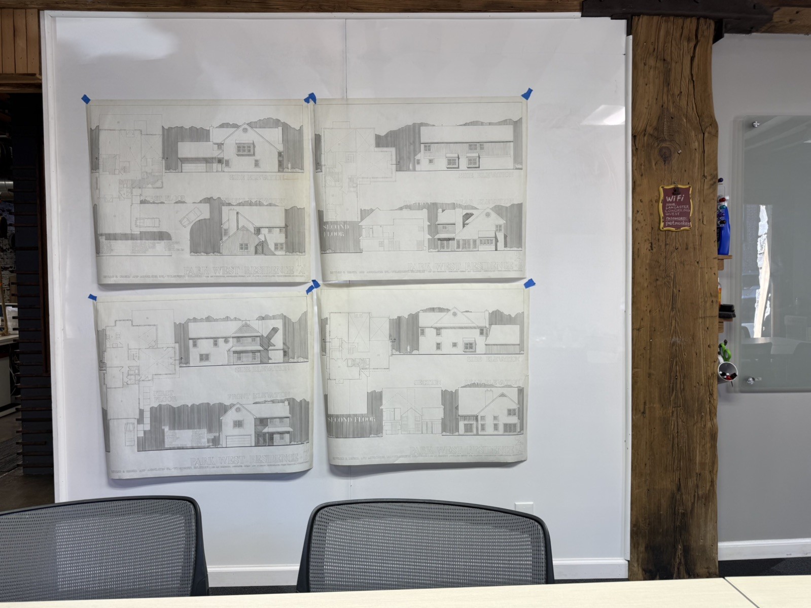 Vintage Architectural Drawings Vellum (Set of 4) House Plans Elevations 30×36