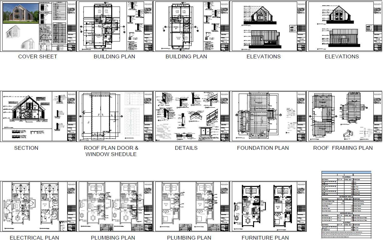 40’x52′ 2-Story, 4 Bed, 3-Bath Cozy Barnhouse Architectural Plans PDF Download.