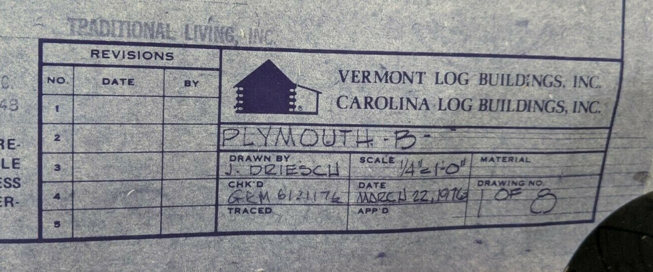 1976 Vermont & Carolina Log Builders Inc Log Cabin Blueprints J Driesch Decor
