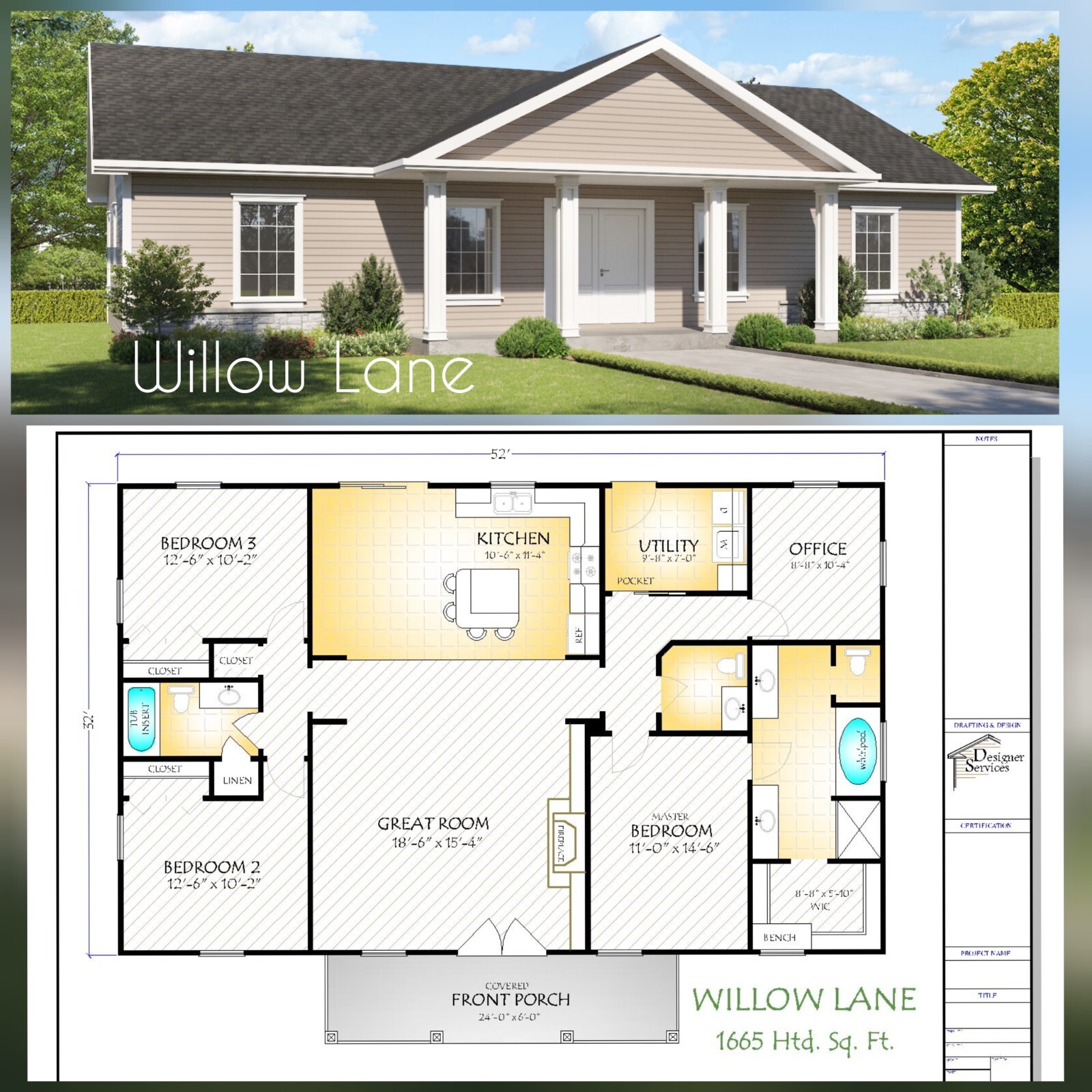 Willow Lane 1664 Heated Square Feet