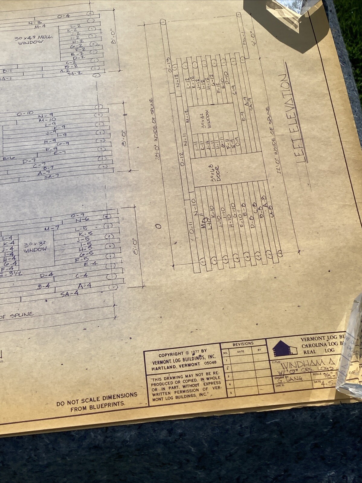 Vintage 1977 Vermont Log Buildings Windham Full Set Blueprints *RARE*