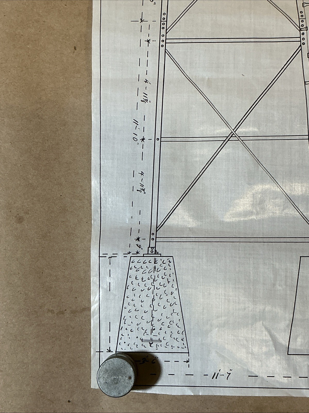 Early 1900s Mechanical Drawing Of Water Tower Heller-Alley Co. As Is INV-JDH14