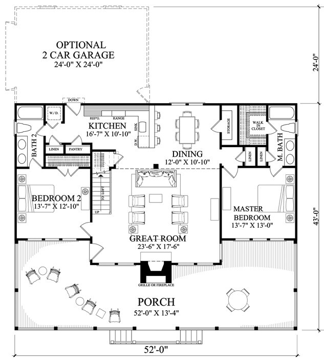 William Poole Designs Home Plans River Rendezvous 2 Bed 2 Bath, Loft opt. Garage