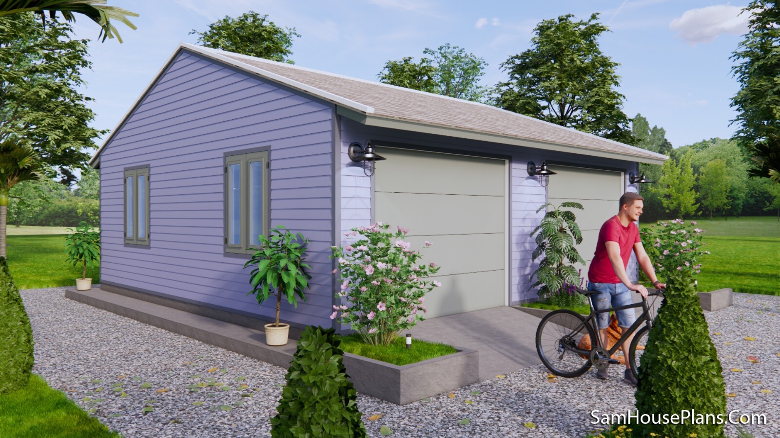 24×24 Feet 7.3×7.3 Meter 2 Cars Garage Shed Plan PDF Plans (A4 Hard Copy)