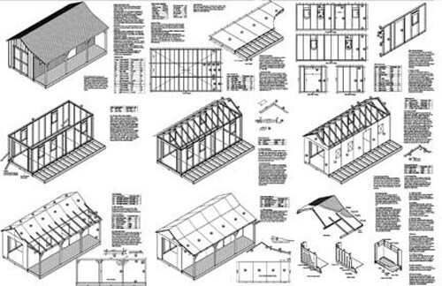 12′ x 20′ Building Cottage Shed With Porch Plans, Material List Included #81220