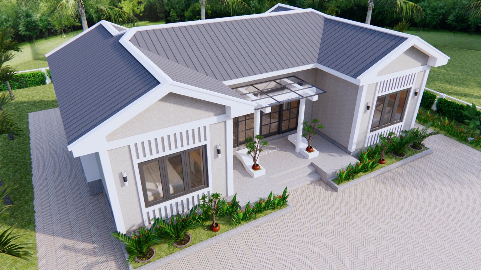 Custom Home Plan 13×7.5 Meter 43×25 Feet 3 Beds 2 Bath Gable Roof (A4 Hard Copy)