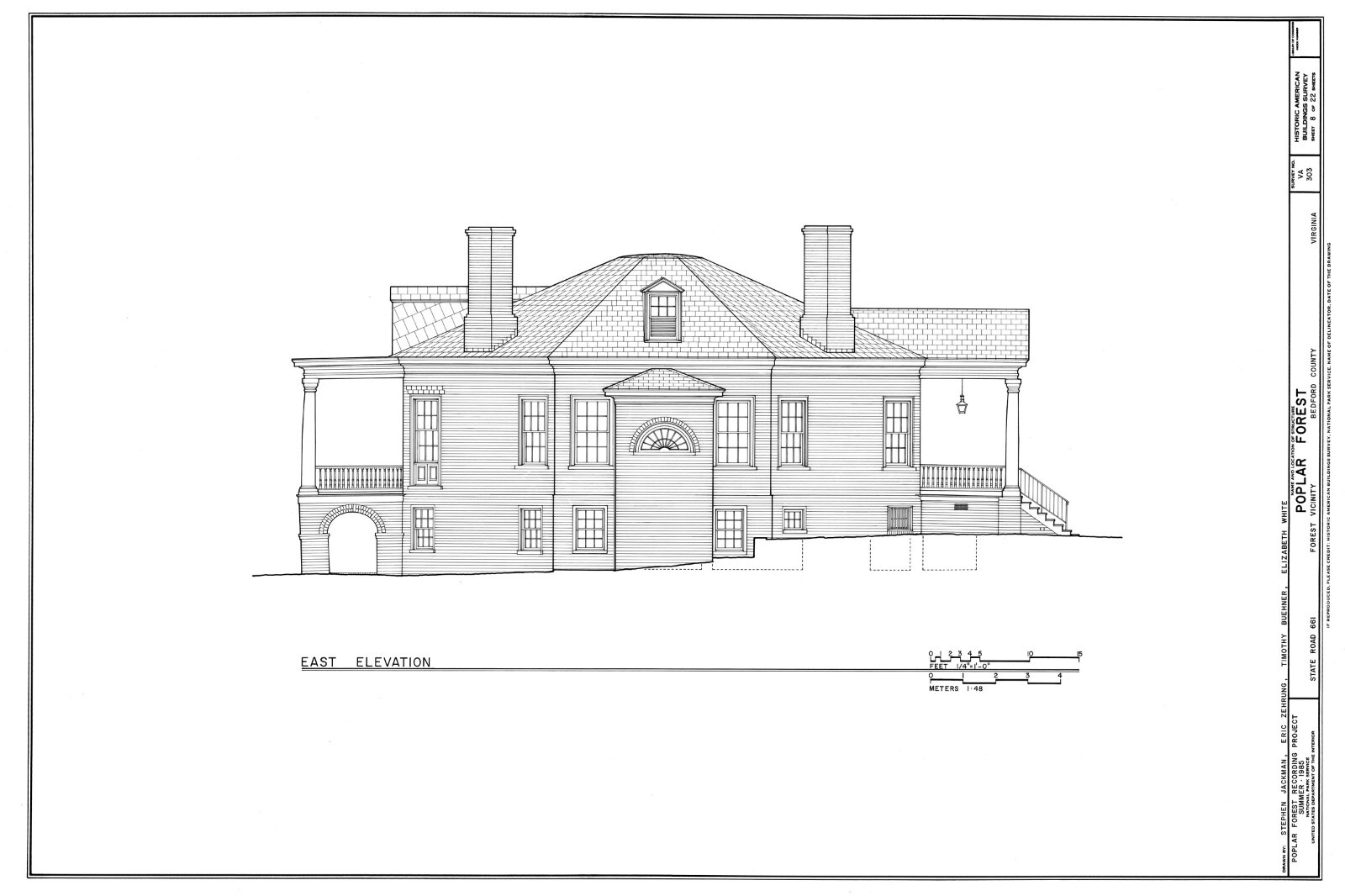 Poplar Forest by Thomas Jefferson, octagon Colonial country house detailed plans